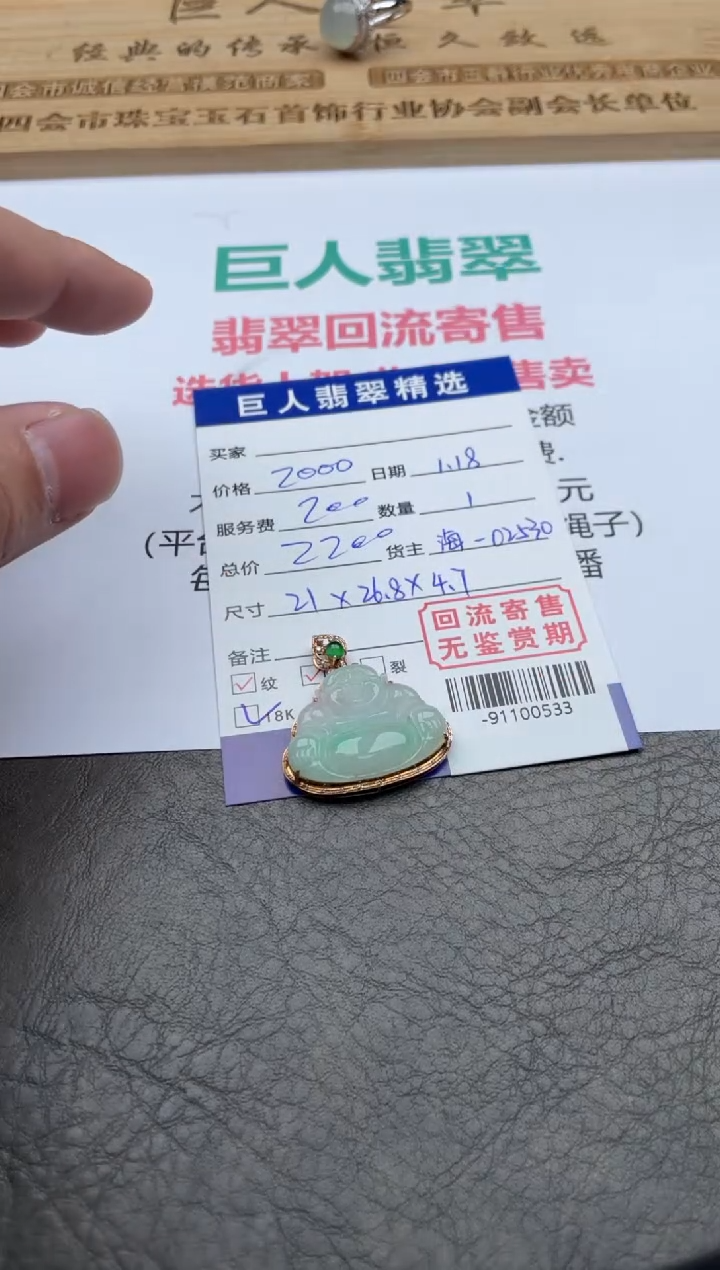 【闪购商品】翡翠颈饰18K金镶嵌-91100533