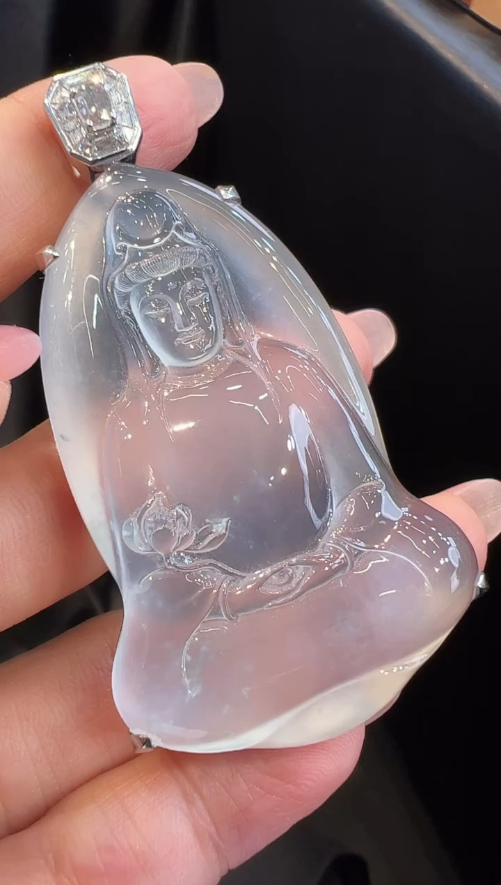 吊坠(不含链)18K金镶嵌翡翠吊坠