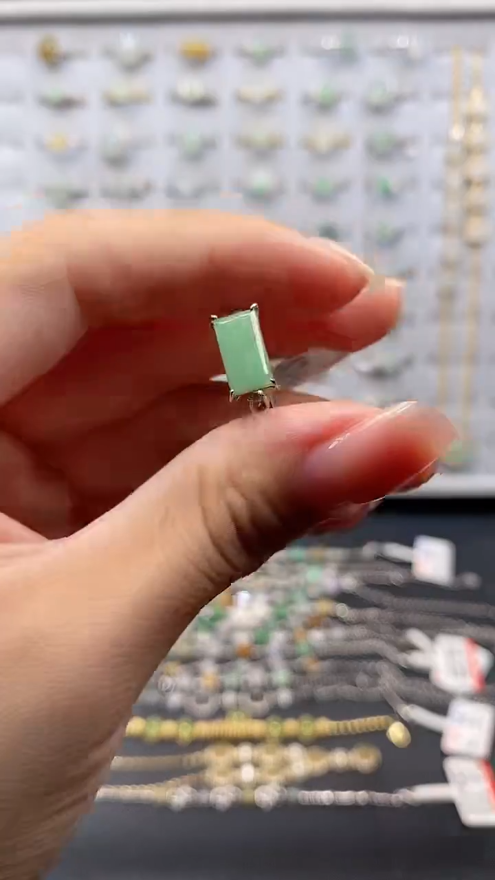 银S925镶嵌戒指翡翠戒指4