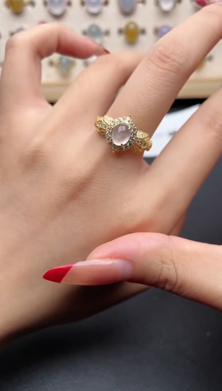 【闪购商品】翡翠戒指银S925镶嵌一物一证一礼盒