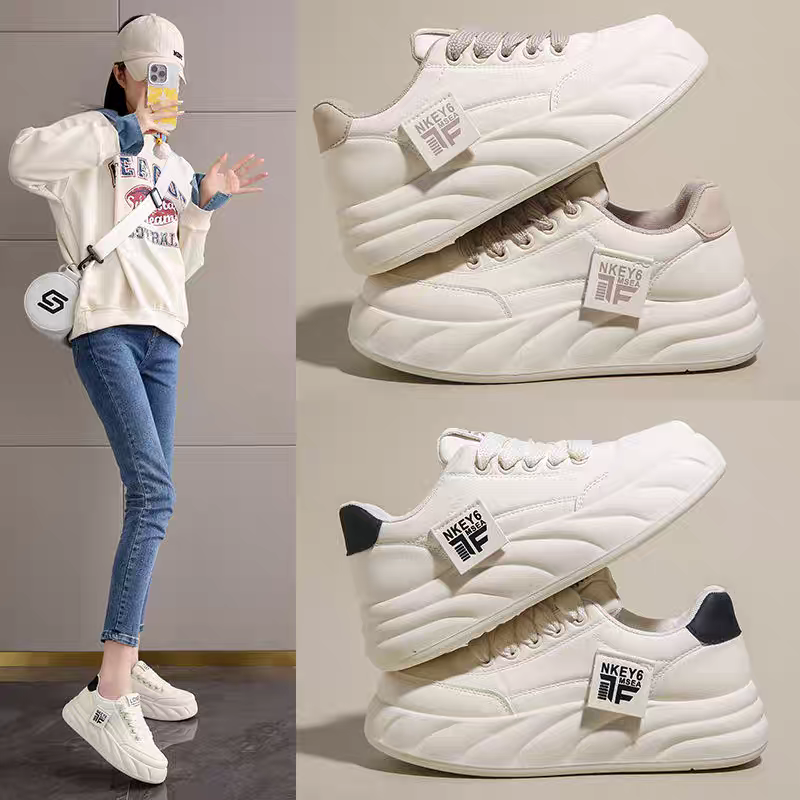 鞋子网红时尚纯色秋季低跟胶粘浅口时尚休闲鞋小白鞋T802女鞋百搭