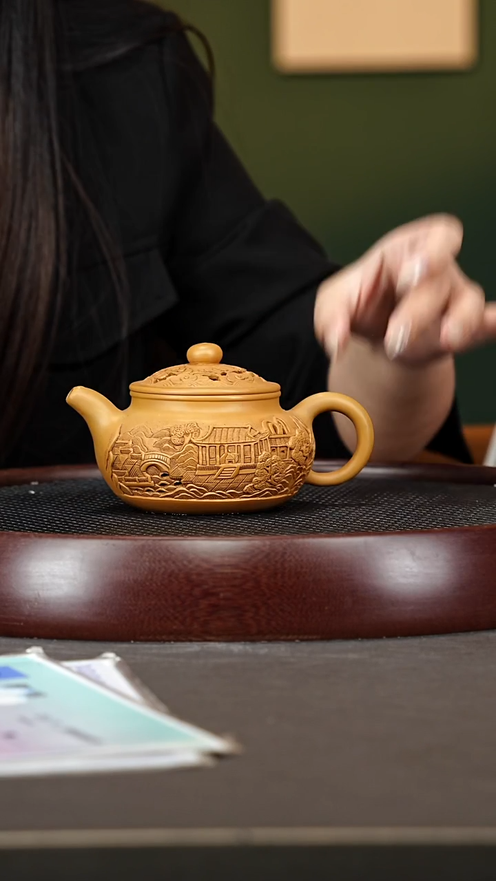茶壶紫砂61SYH浮雕仿古 黄金朱泥150cc
