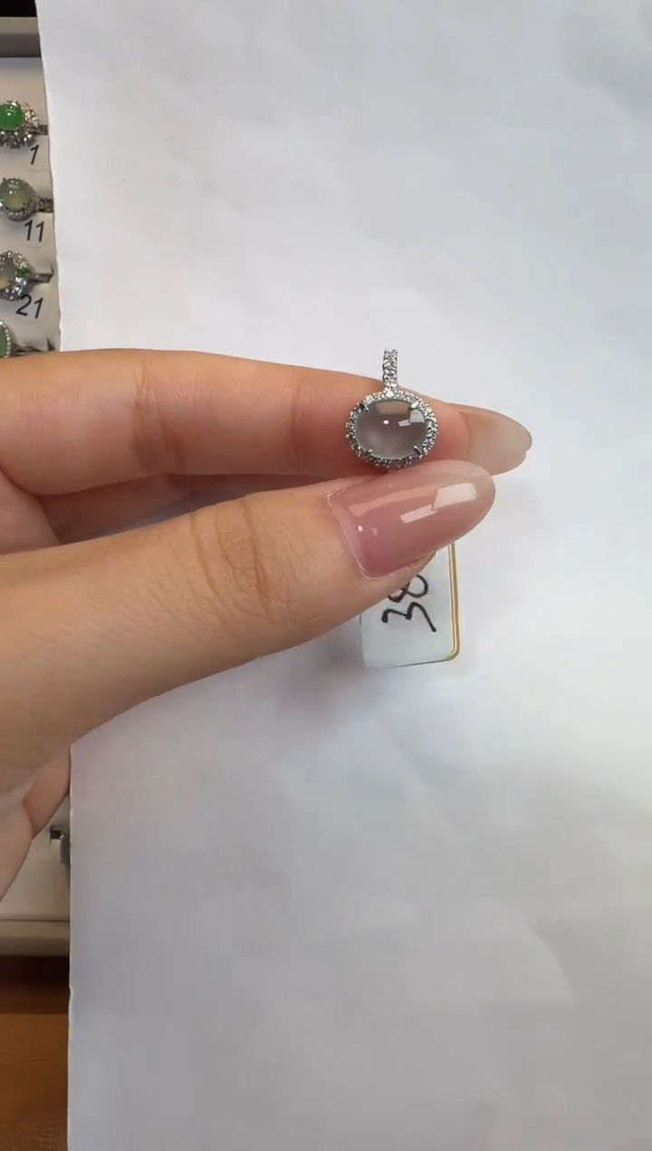 银S925镶嵌戒指翡翠925银镶A货翡翠戒指48