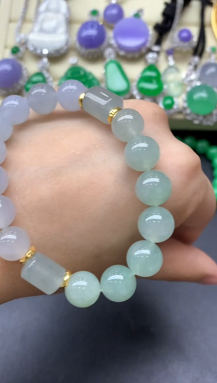 足金镶嵌手链翡翠345-中国好珍宝