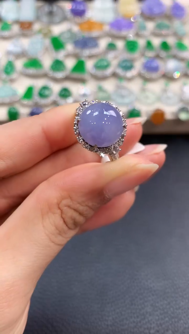 【闪购商品】翡翠戒指18K金镶嵌m7有色差