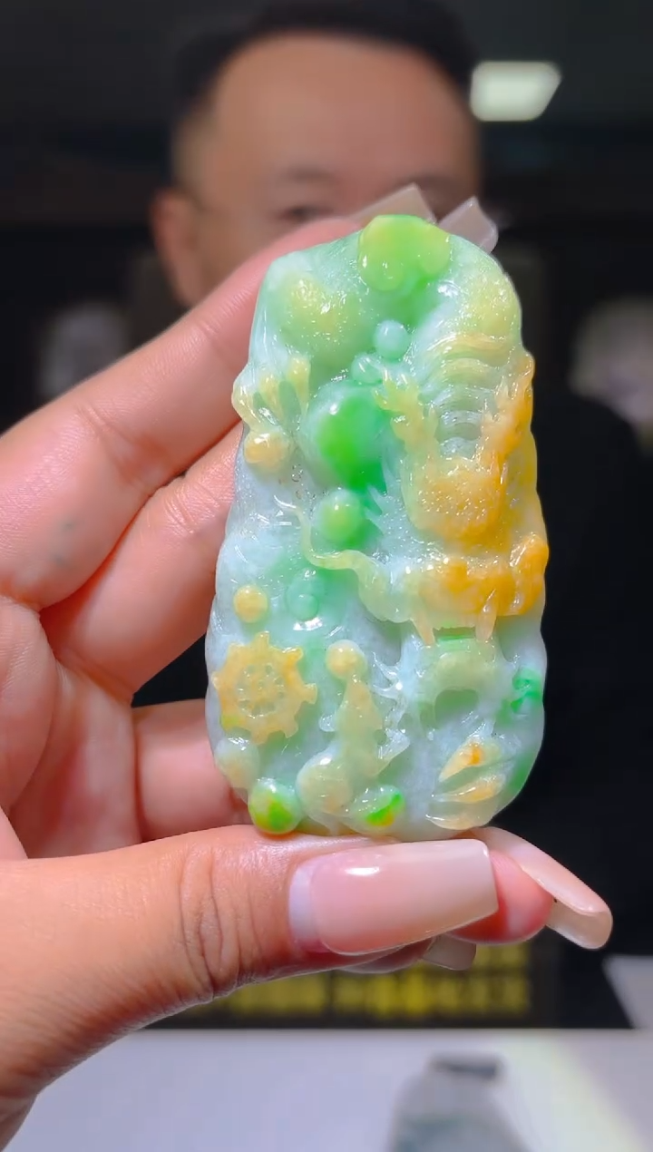 未镶嵌定制翡翠麦**青12/1204/L/龙