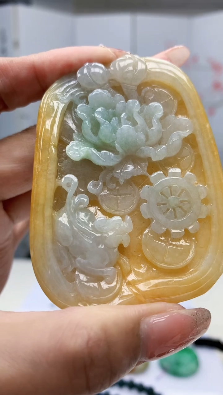 【闪购商品】定制翡翠未镶嵌5152MM-毛货挂件112