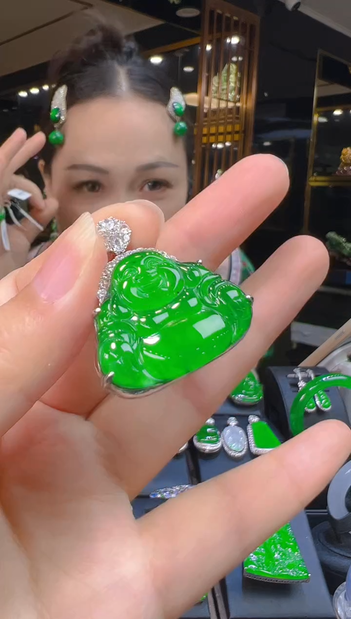 吊坠(赠链)银S925镶嵌翡翠056（多样性发其一）