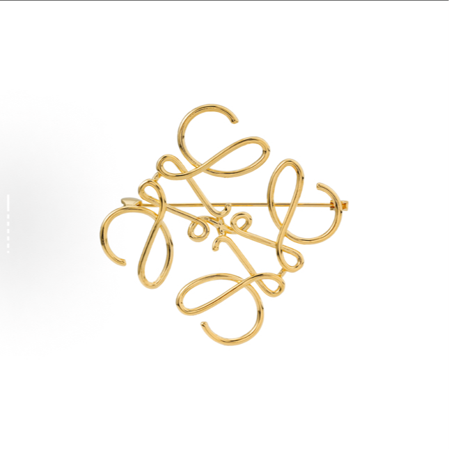 全新未使用 LOEWE/罗意威 标志图案 胸针 金色