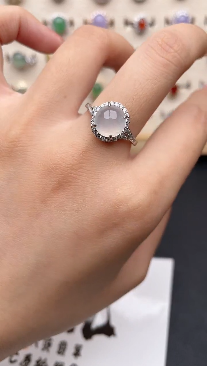 【闪购商品】翡翠戒指银S925镶嵌一物一证一礼盒