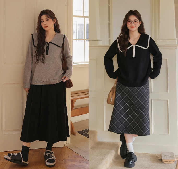 【825】2025秋季新款大码胖mm撞色半拉链针织衫女时尚百搭显瘦上衣