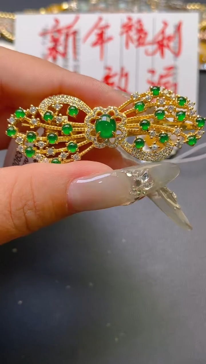 【闪购商品】翡翠耳饰银S925镶嵌天然A货翡翠1