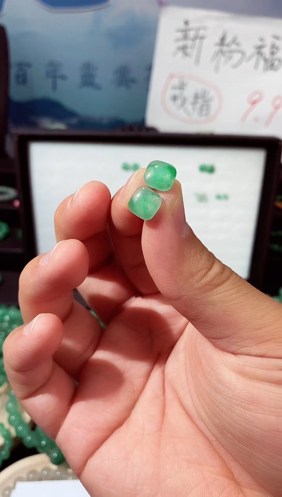 【闪购商品】石英质玉耳钉银S925镶嵌耳钉