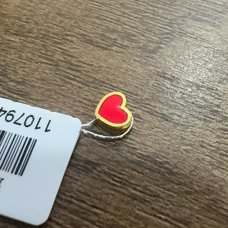 烧蓝爱心通孔足金999 总重出