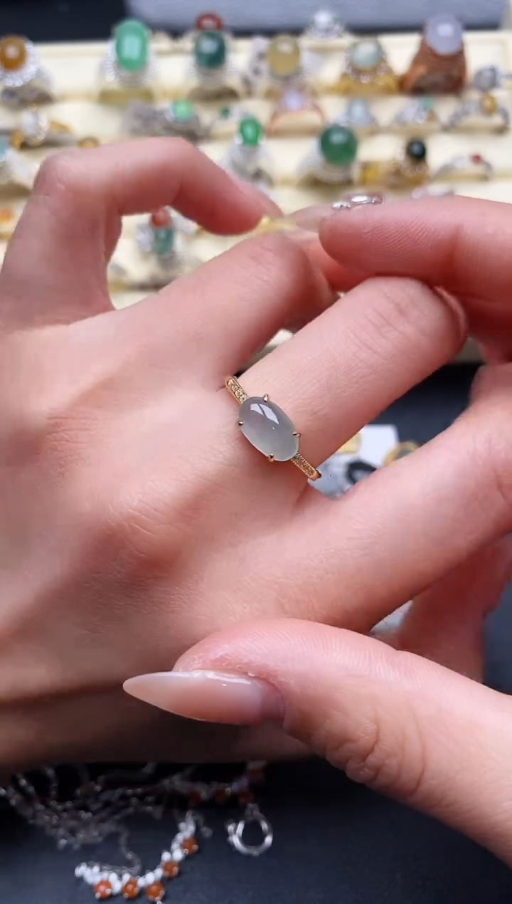 【闪购商品】翡翠戒指银S925镶嵌777777+5