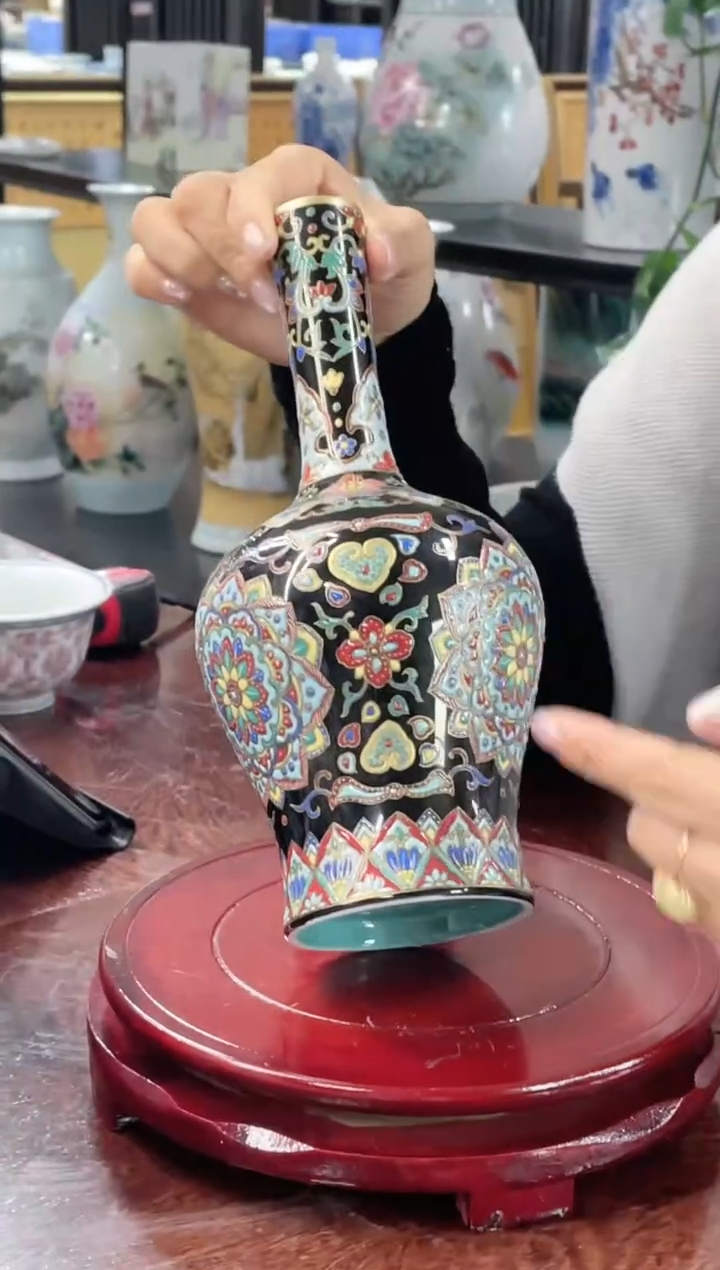 【闪购商品】019陶瓷供应链乌金釉松石绿底赏瓶