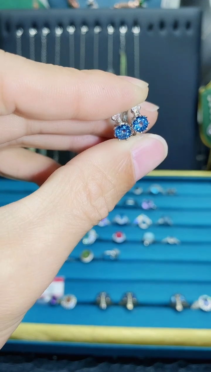 【闪购商品】托帕石耳饰银S925镶嵌1121