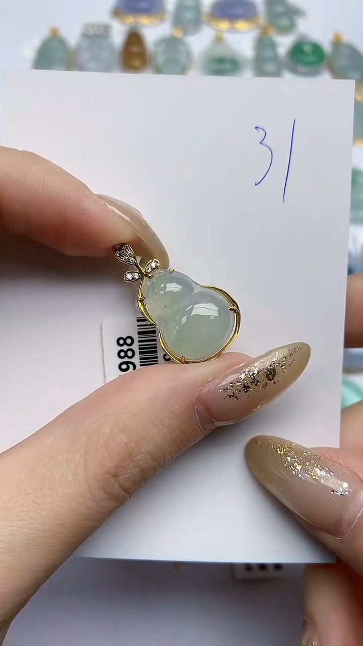 【闪购商品】翡翠颈饰18K金镶嵌天然翡翠A货