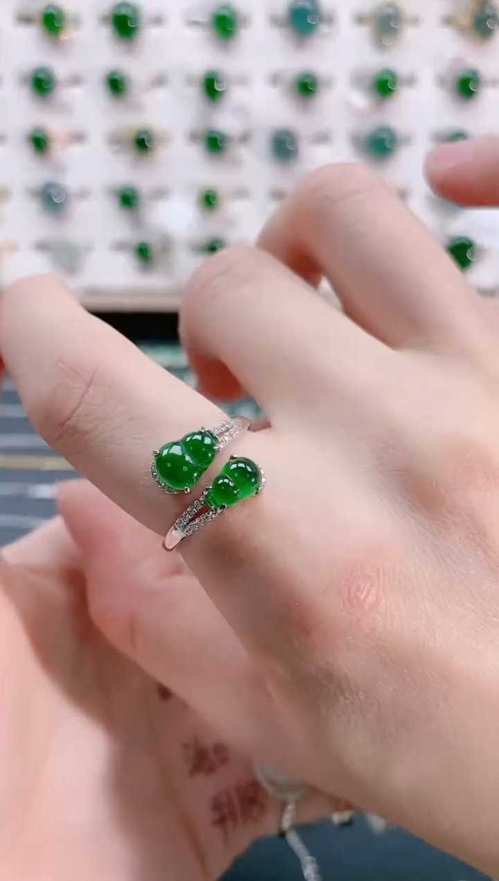 【闪购商品】翡翠戒指银S925镶嵌天然翡翠