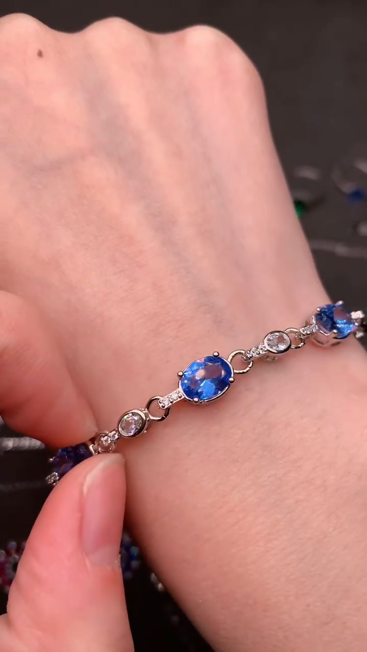 【闪购商品】海蓝宝石手链银S925镶嵌......