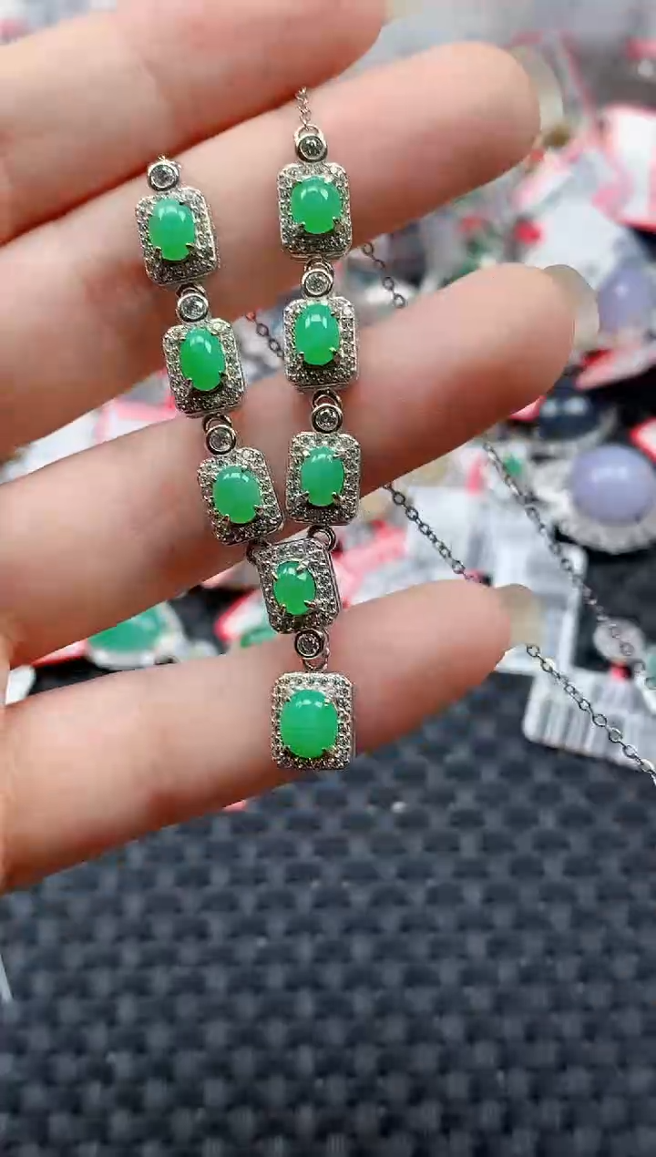 银S925镶嵌戒指翡翠天然A货缅甸翡翠