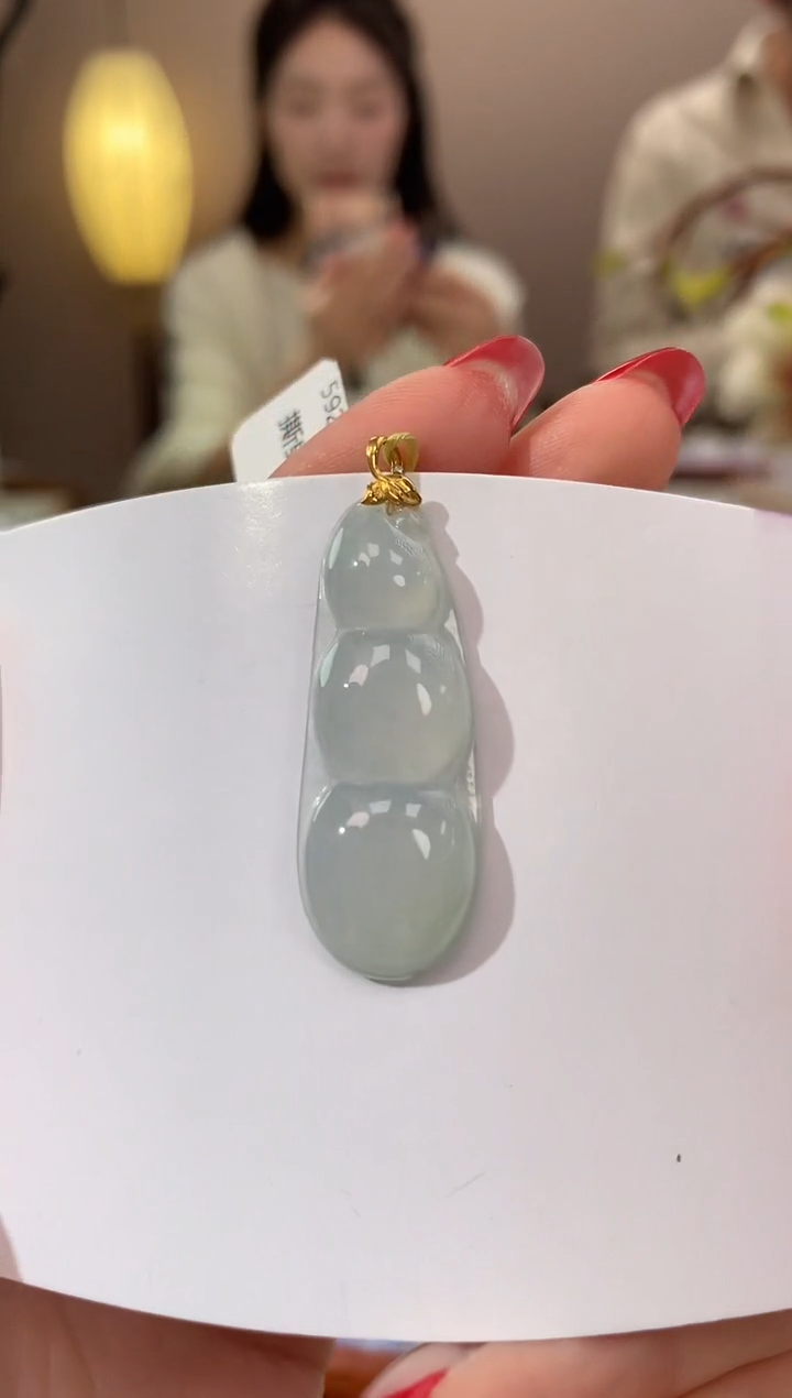 【闪购商品】翡翠颈饰18K金镶嵌天然缅甸a货翡翠