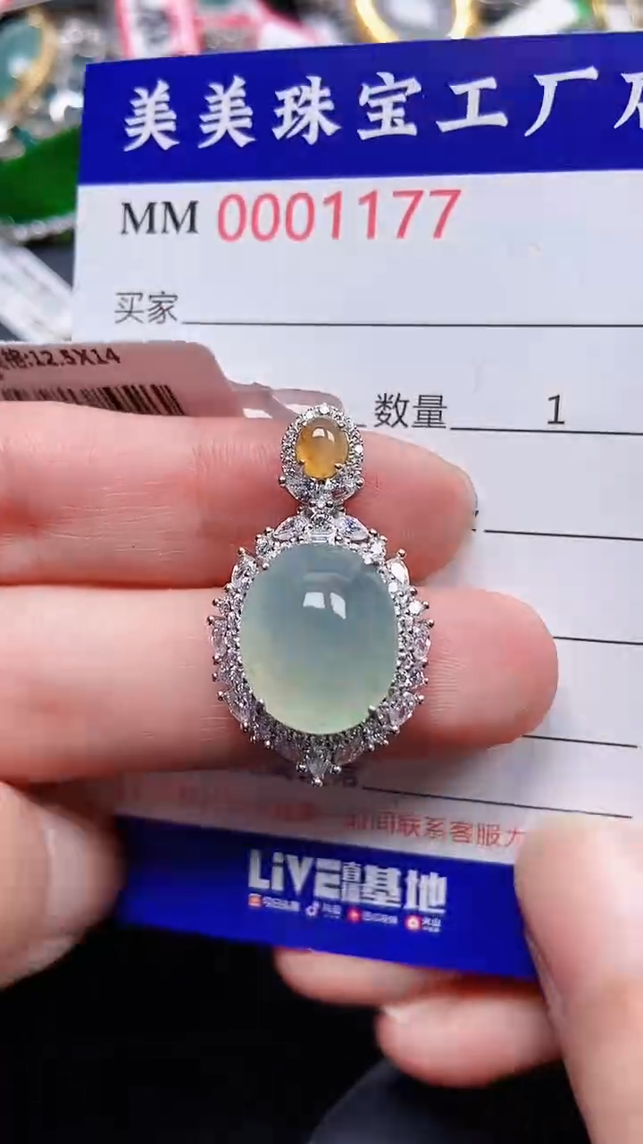 颈饰银S925镶嵌翡翠1177