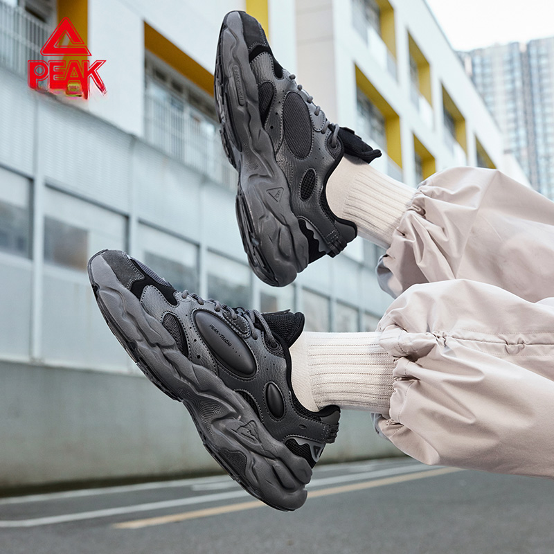 匹克态极川行男鞋新款户外缓震休闲复古风厚底老爹鞋-DE440377/8