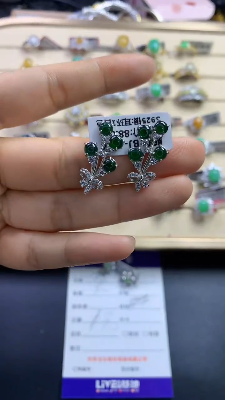 翡翠戒指银S925镶嵌翡翠 蛋面 银S925镶嵌