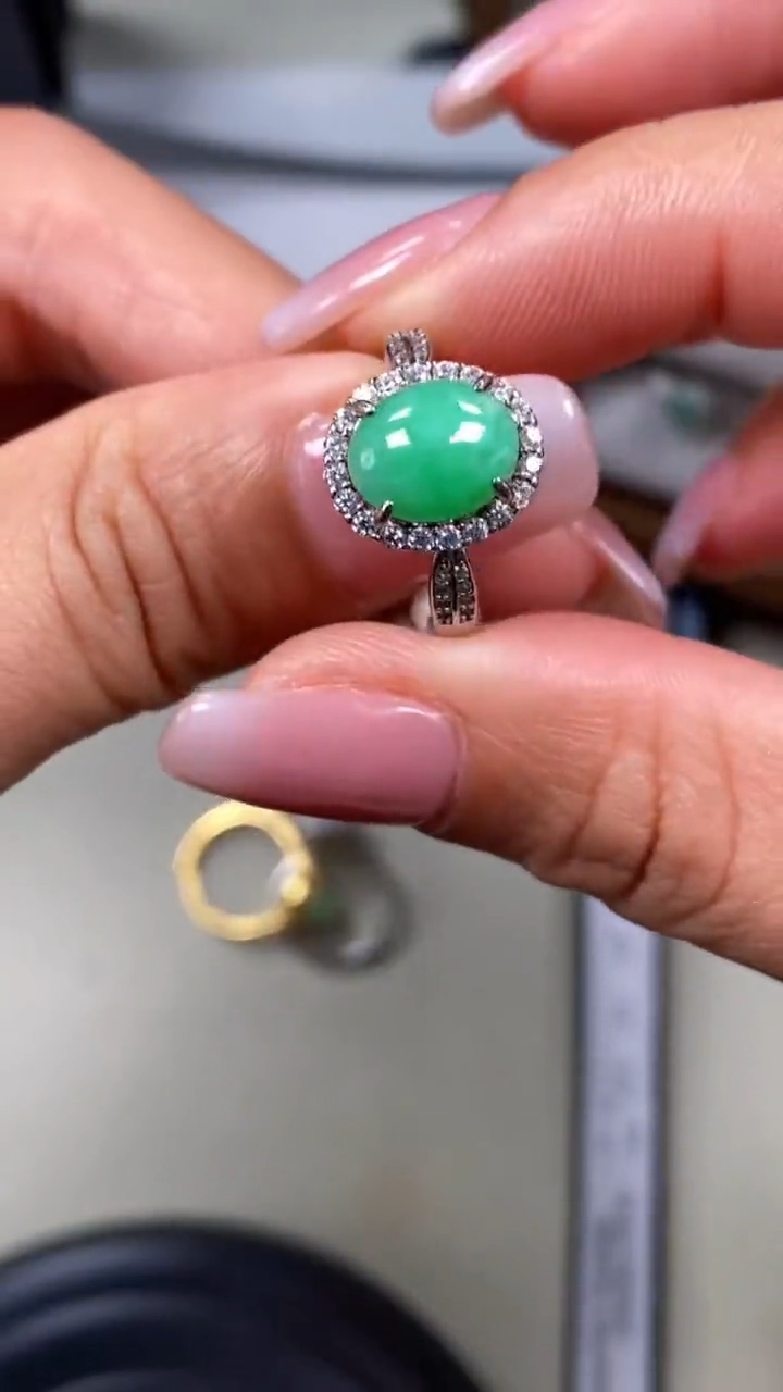 【闪购商品】翡翠戒指银S925镶嵌8524