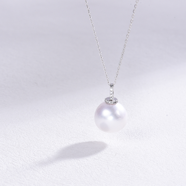 12-13mm淡水有核珍珠925银项链首饰 百搭轻奢时尚吊坠项链A002