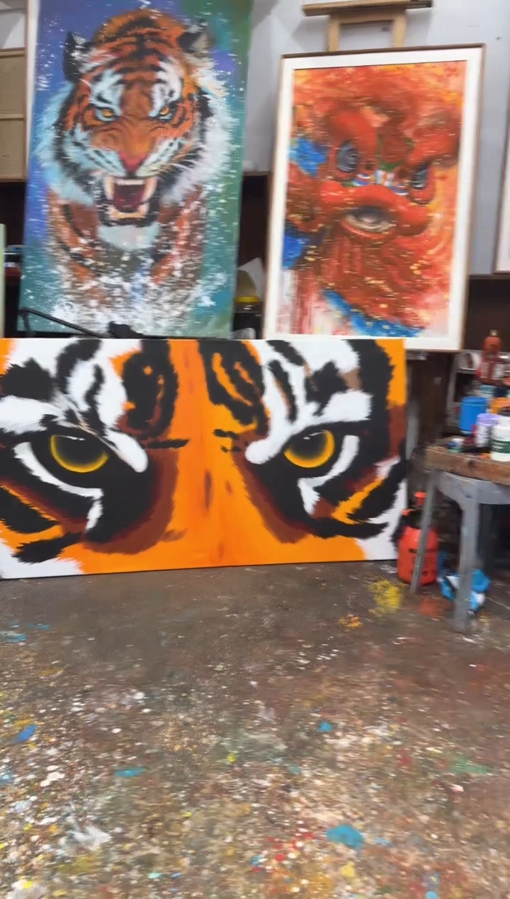 丙烯画久*懒羊羊老师虎眼加框