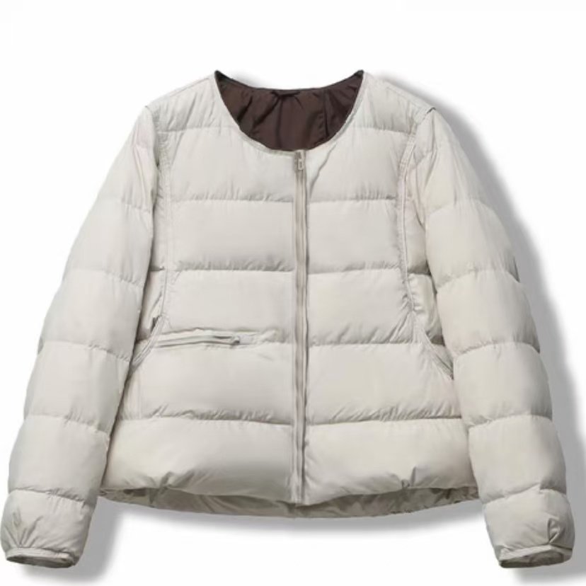 甜甜D8无领短款新标云感轻奢羽绒服冬季女款圆领