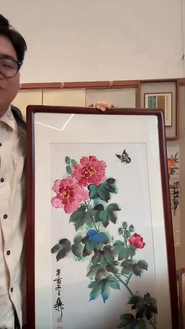 国画我****！j谢老师国画镜框一件