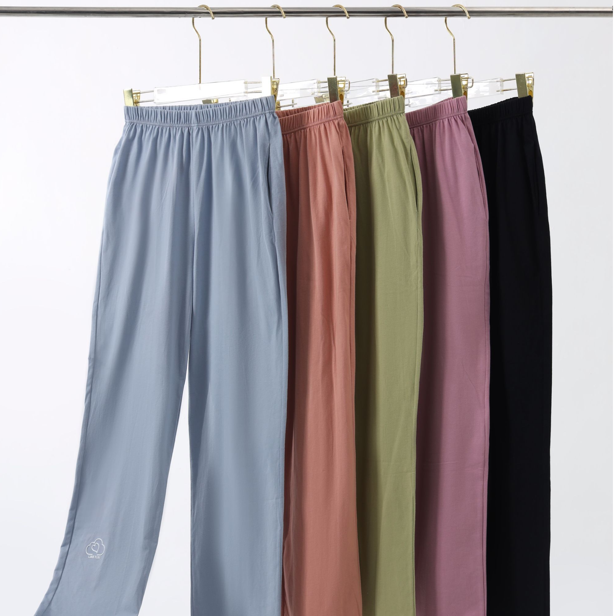 芬腾可安2025新款100%纯棉睡裤女薄款遛弯裤长裤春秋宽松阔腿裤