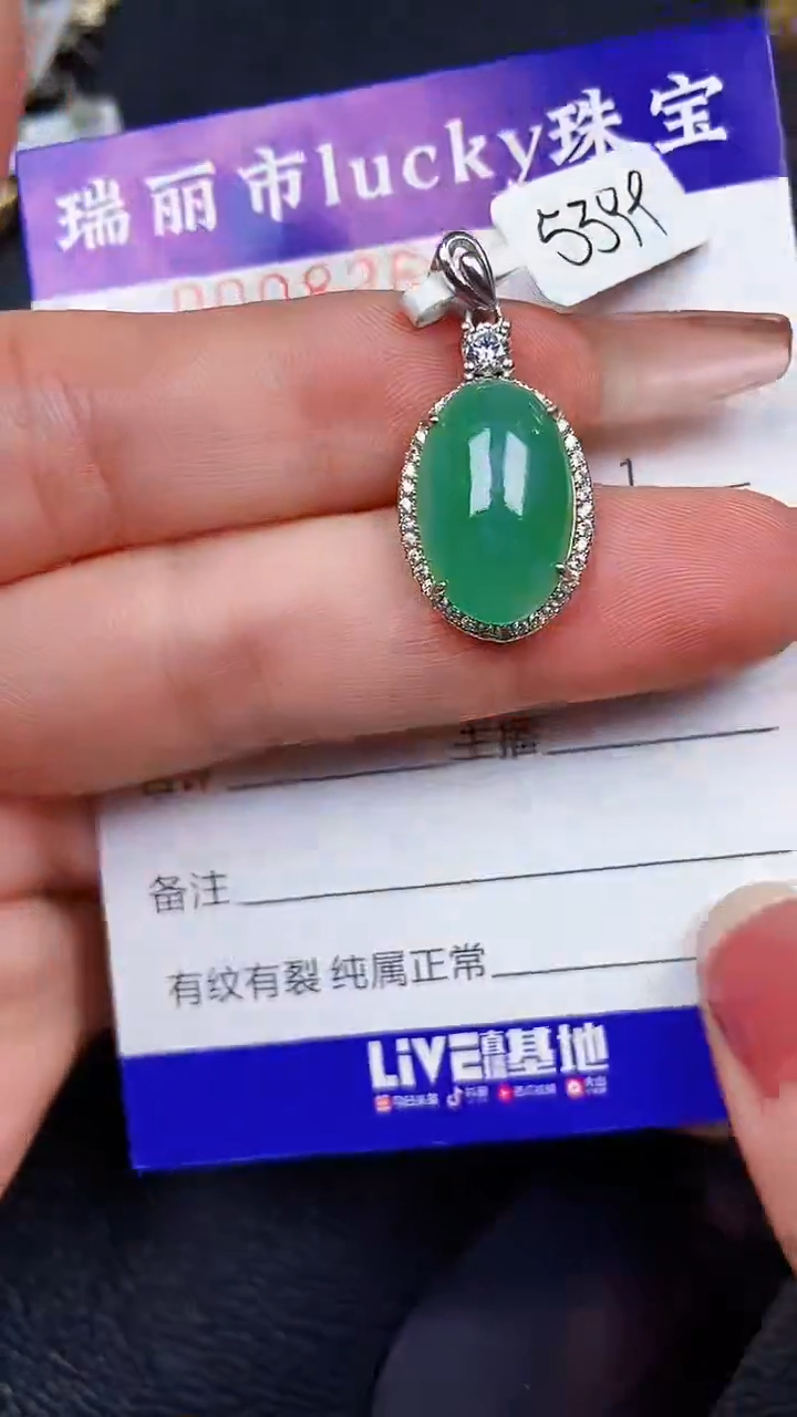 颈饰银S925镶嵌翡翠8261