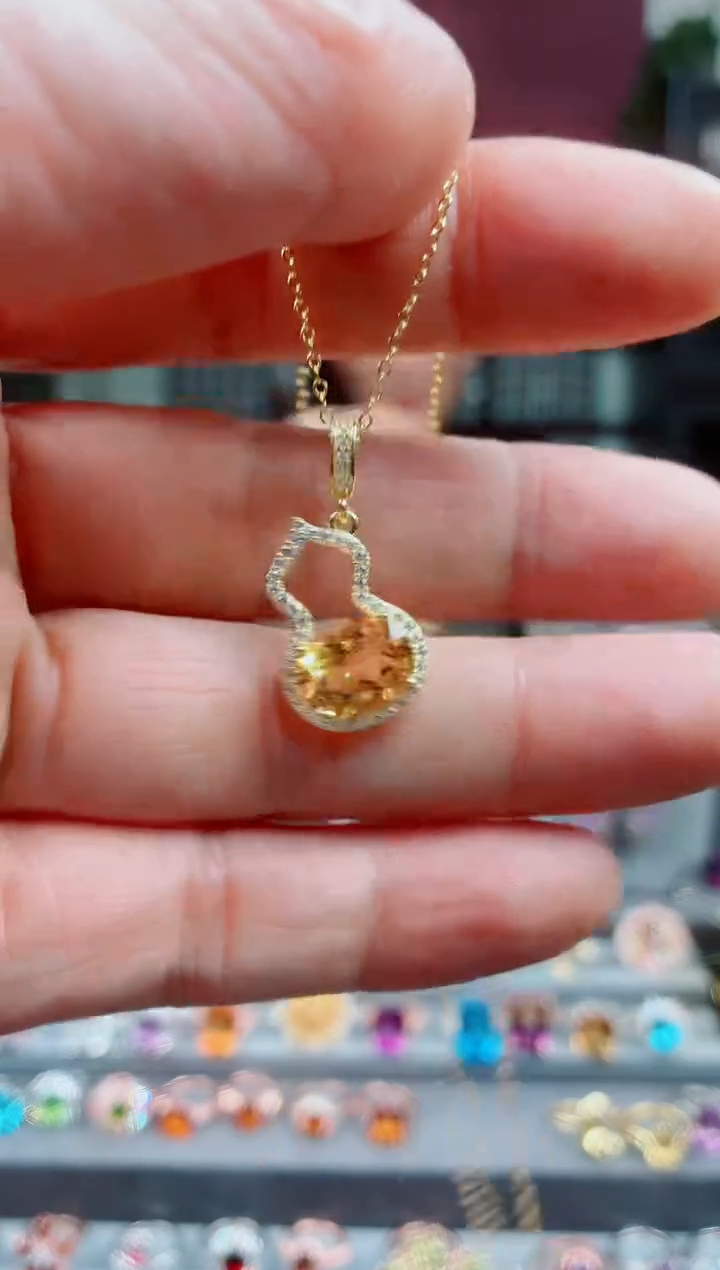 吊坠(赠链)银S925镶嵌黄晶黄晶吊坠