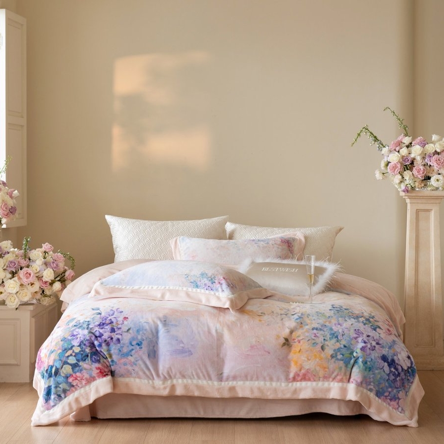 XY柔软亲肤舒适超细旦款牛奶绒四件套zb绒花田10