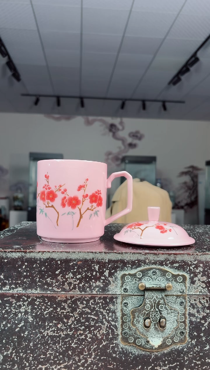 杯子红稀翠竹红梅办公杯