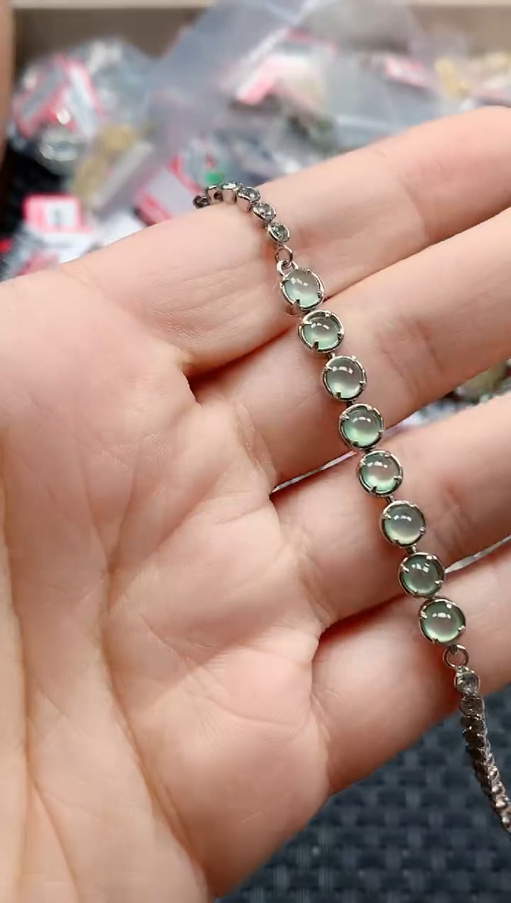 银S925镶嵌戒指翡翠天然A货缅甸翡翠