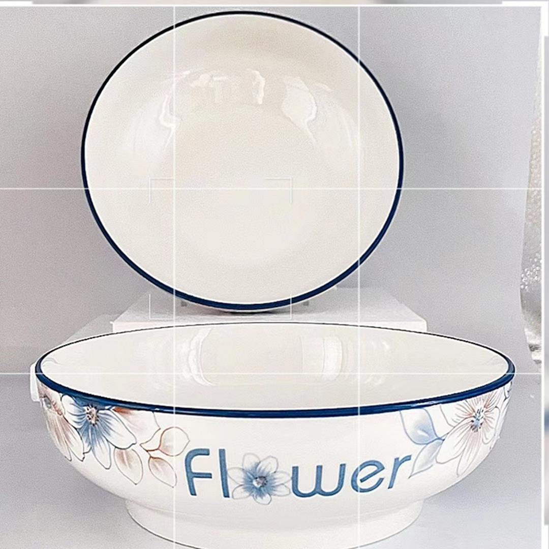 【兰花九英寸两个装陶瓷大汤碗】破损补发