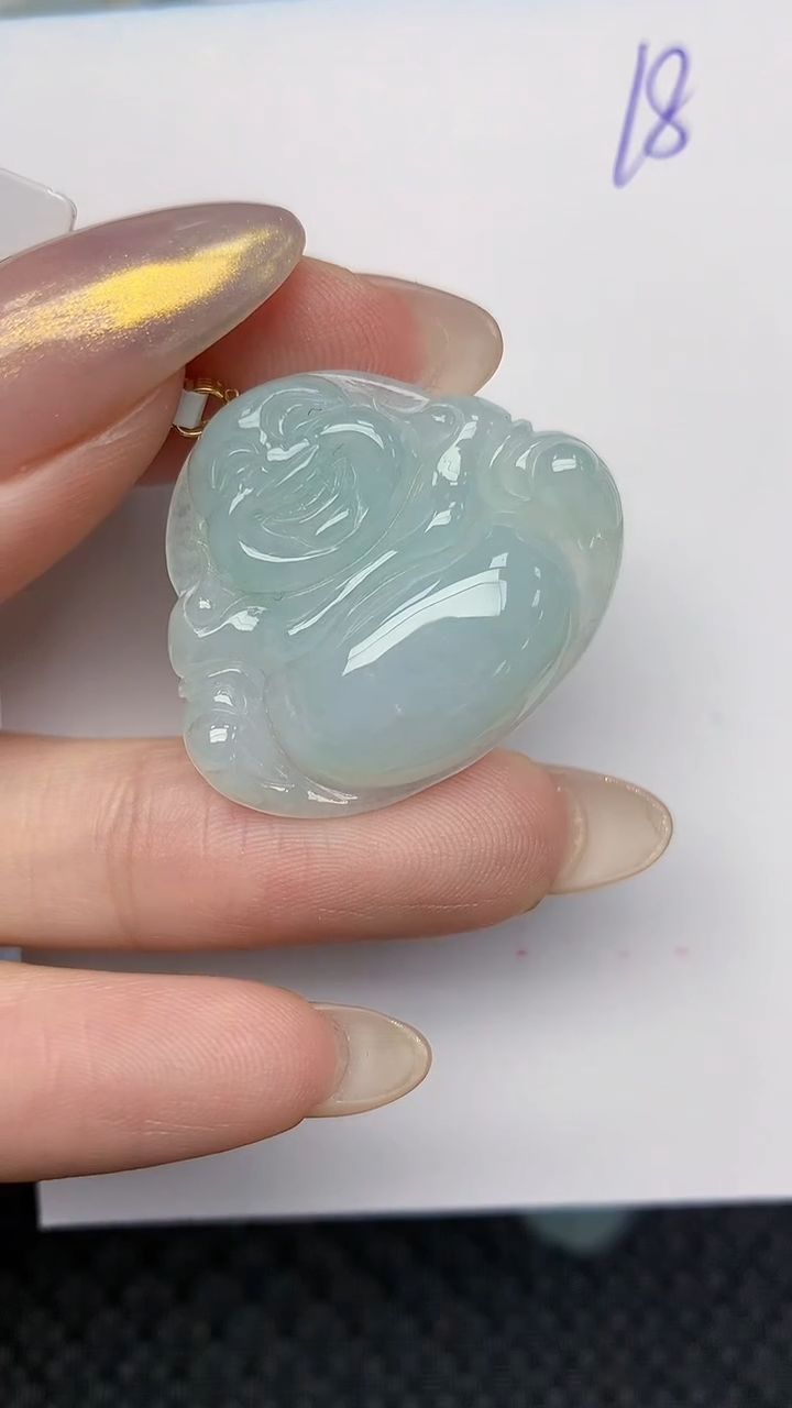 【闪购商品】翡翠颈饰18K金镶嵌   天然翡翠A货，