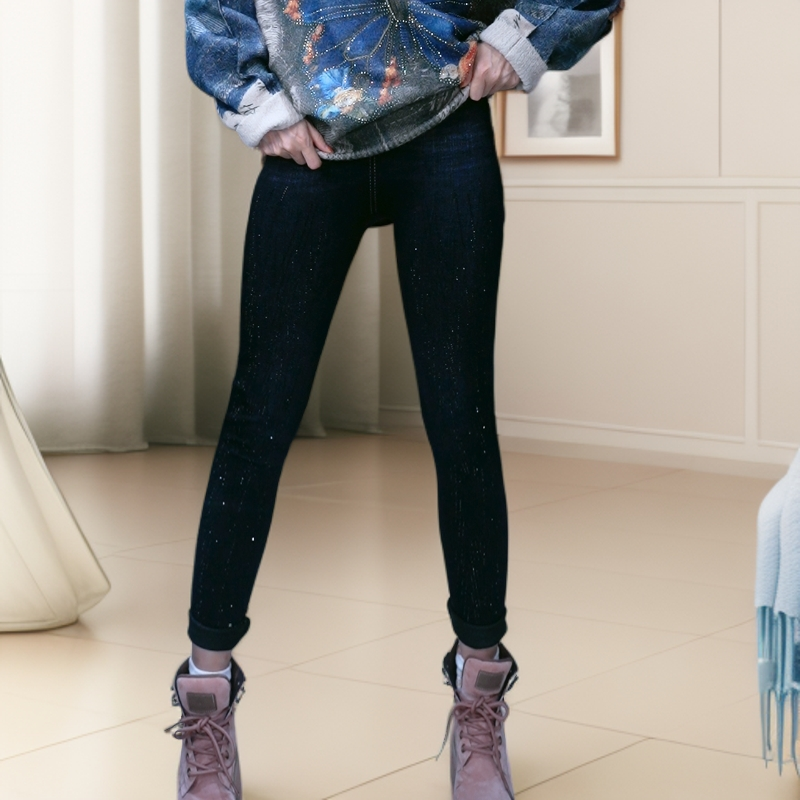 (时尚打底裤)主播推荐欧货时尚烫钻欧货修身显高百搭休闲打底裤66