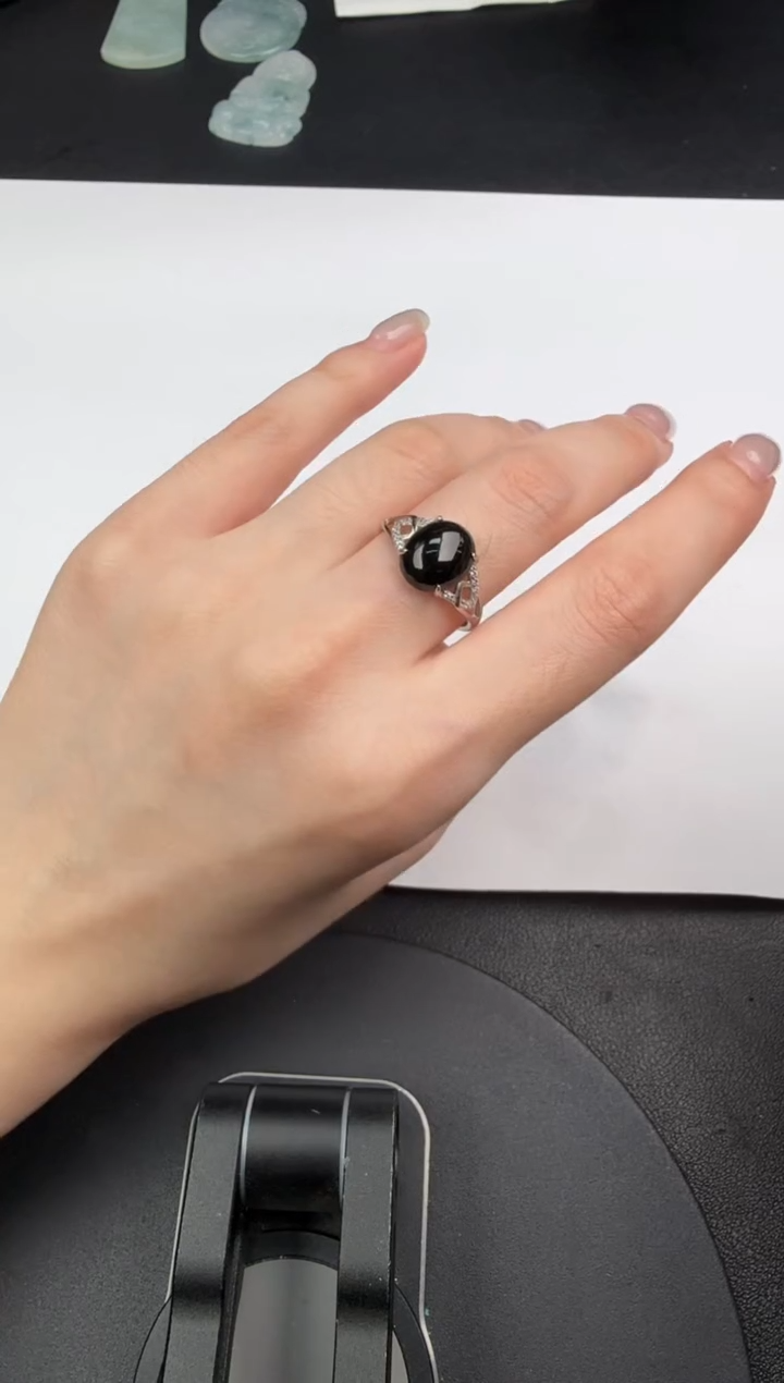 银S925镶嵌戒指翡翠翡翠饰品-75