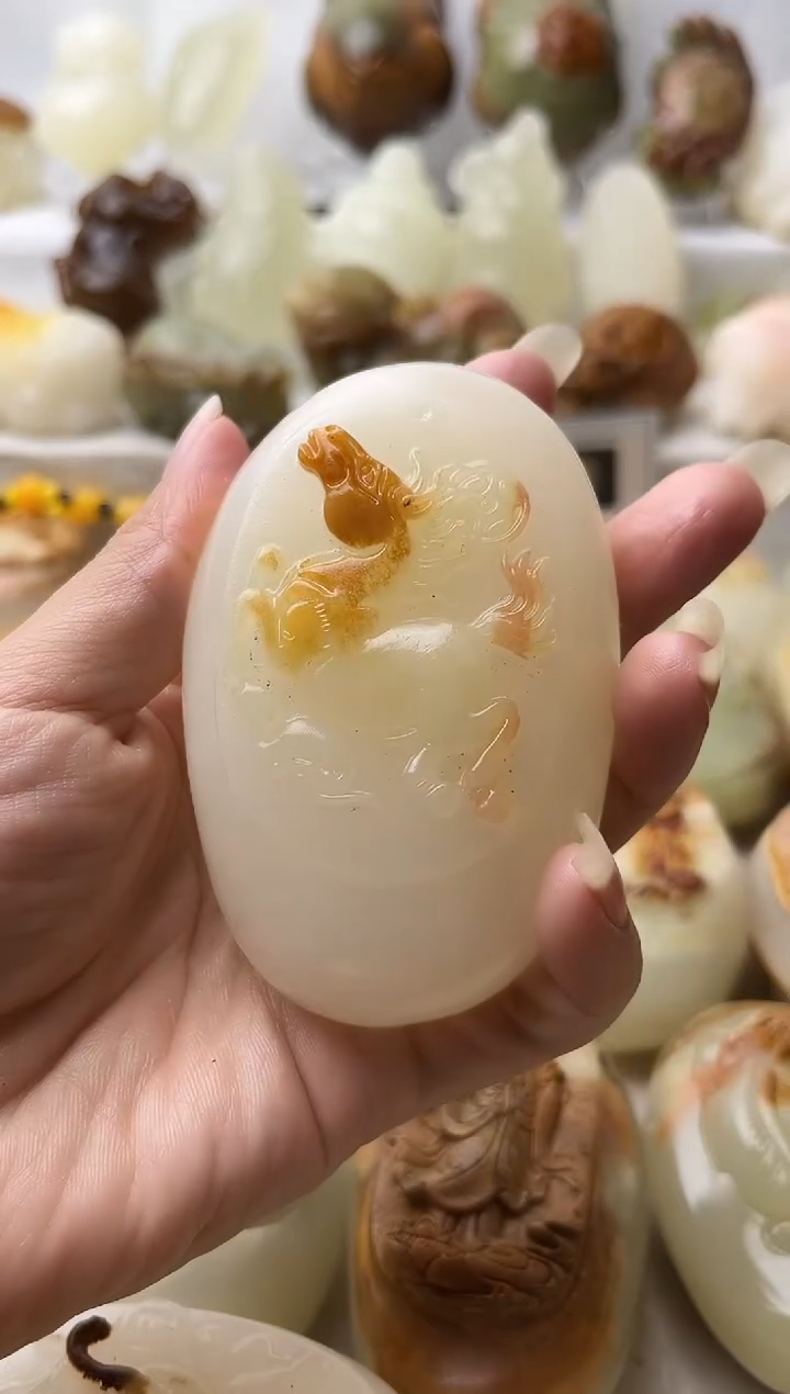 石材方解石手把摆件打孔穿绳不退换马