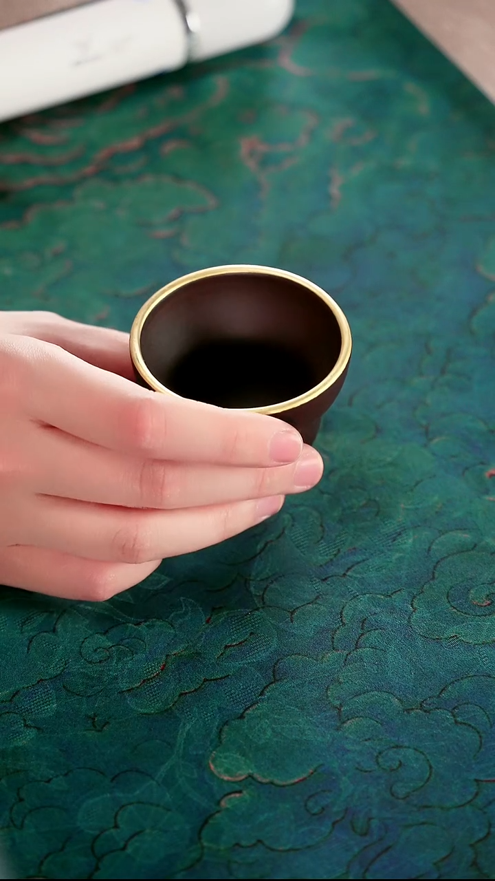 茶壶紫砂浅**暖四号井茄皮紫泥描金葫芦杯