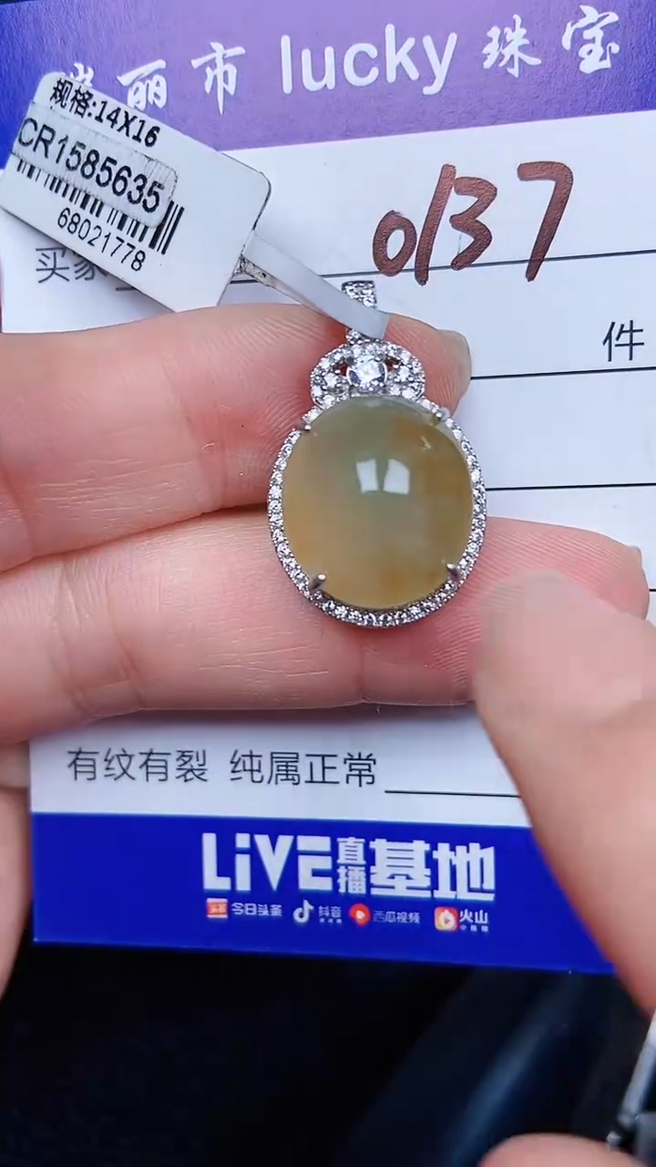 颈饰银S925镶嵌翡翠0137