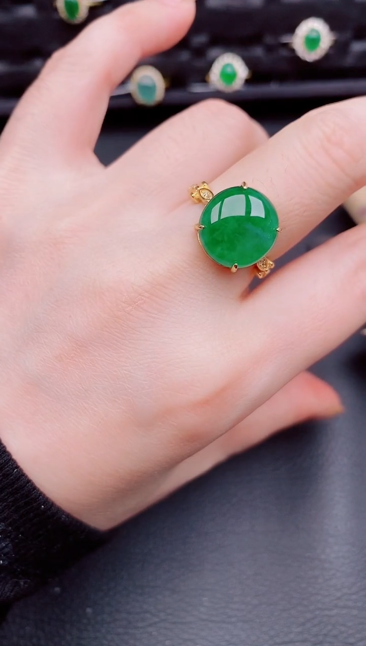 【闪购商品】翡翠戒指银S925镶嵌天然a货翡翠535