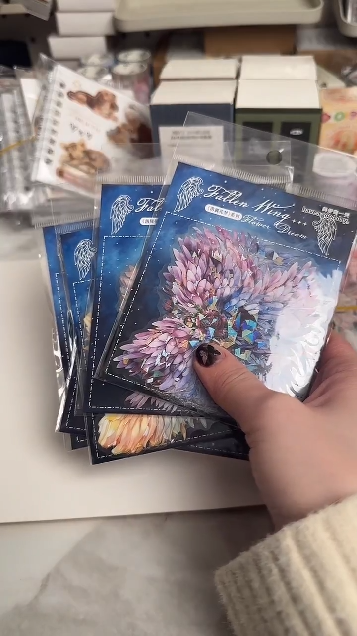 1-4 落翼花梦贴纸 随机3款