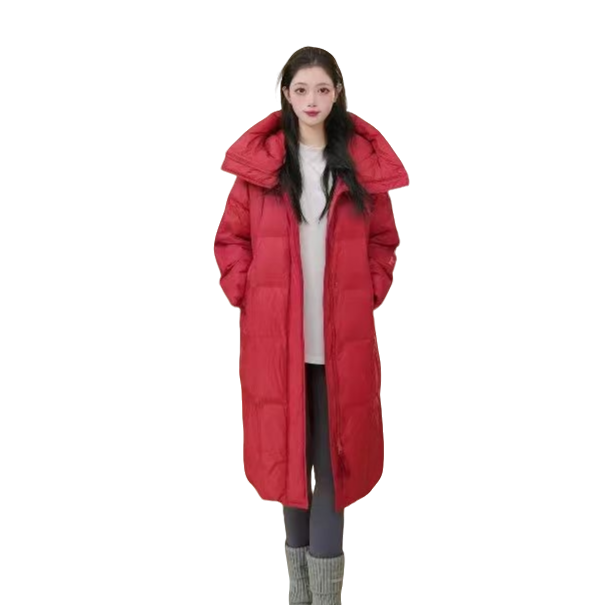 【刘坤专属】2025冬季长款女加厚时尚休闲极简通勤风羽绒服80886